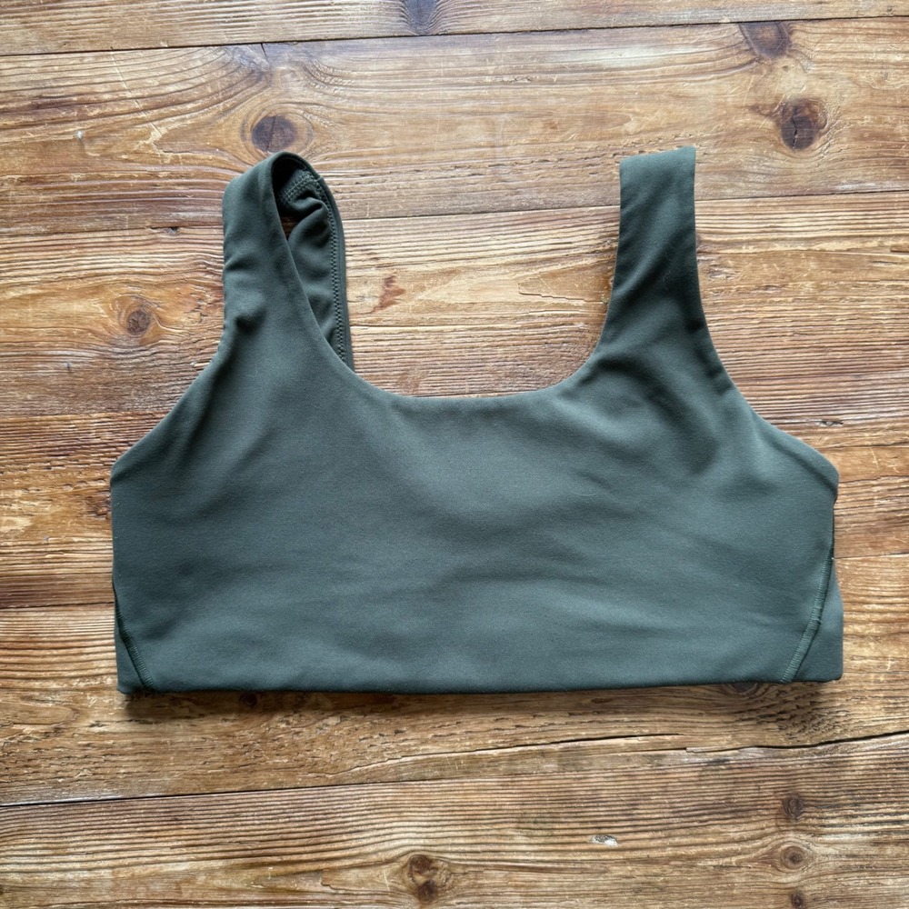 Nike Alate Dri-FIT Light Support Sports Bra Olive Green Size L Scoop Neck EUC